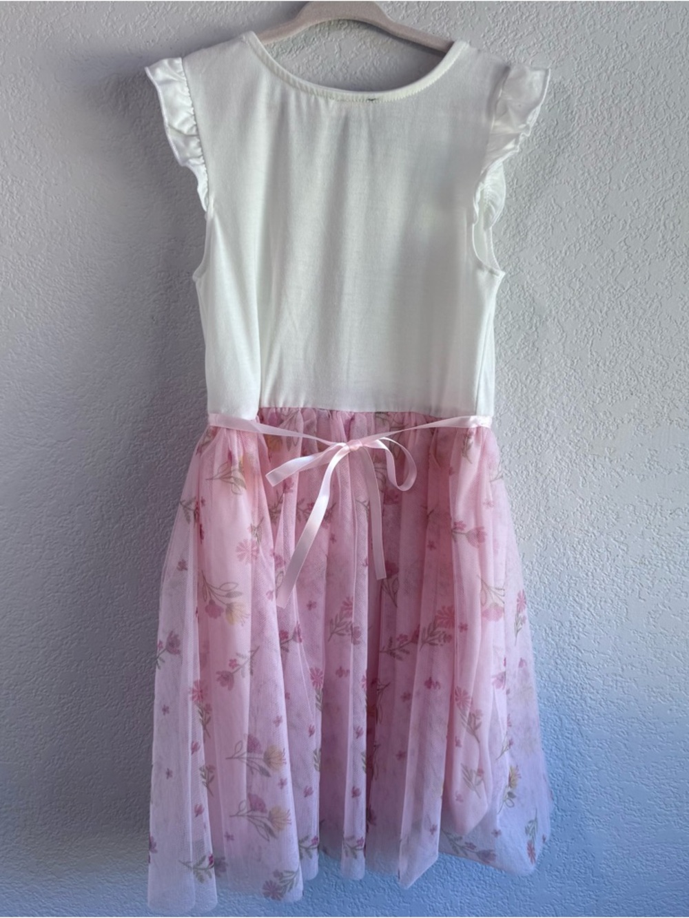 lilt White & Pink Floral Dress With Tulle Skirt - Picture 11 of 14